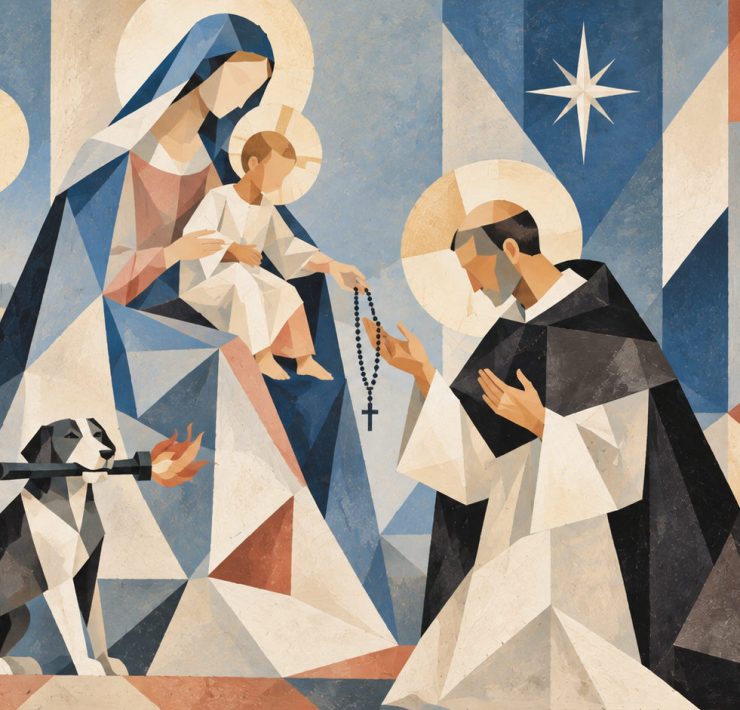 san Domenico riceve il rosario